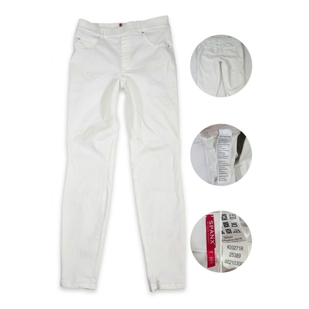 Spanx Jean-ish Ankle Skinny Leggings Womens L White Good Pull On Stretch 20271R